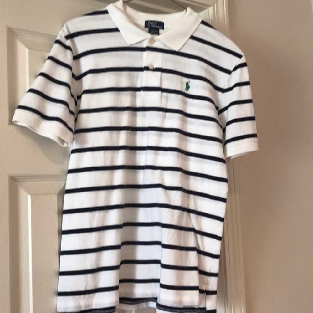 White striped polo shirt